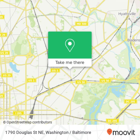 Mapa de 1790 Douglas St NE, Washington, DC 20018