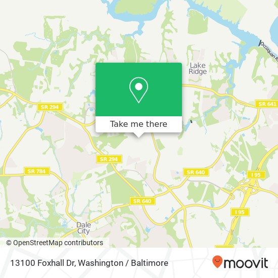 Mapa de 13100 Foxhall Dr, Woodbridge, VA 22192