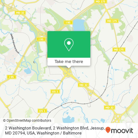 Mapa de 2 Washington Boulevard, 2 Washington Blvd, Jessup, MD 20794, USA