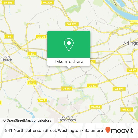 Mapa de 841 North Jefferson Street, 841 N Jefferson St, Arlington, VA 22205, USA