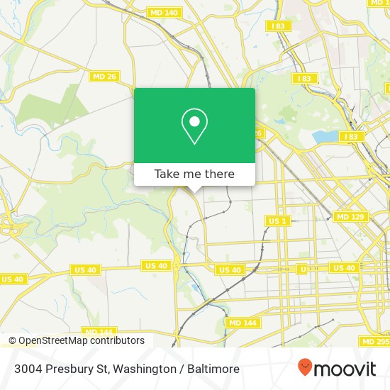 Mapa de 3004 Presbury St, Baltimore, MD 21216