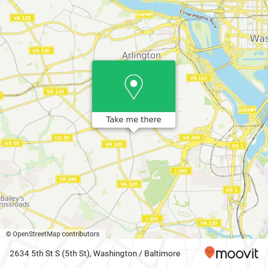 Mapa de 2634 5th St S (5th St), Arlington, VA 22204