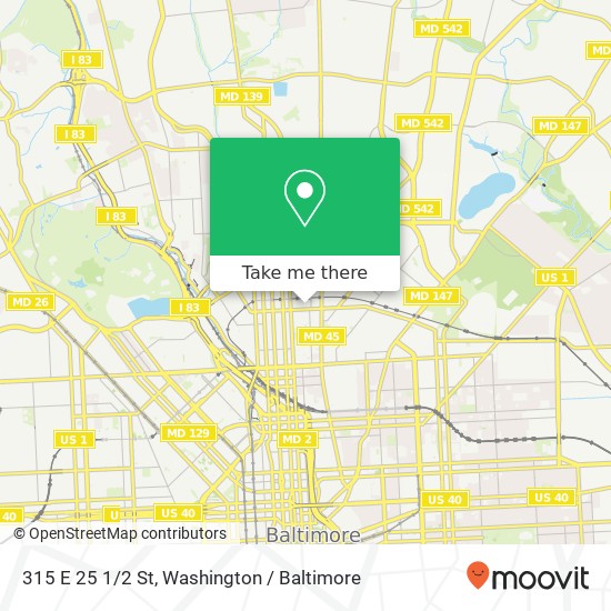 Mapa de 315 E 25 1 / 2 St, Baltimore (WAVERLY), MD 21218