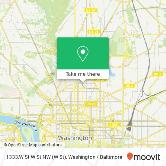 Mapa de 1333,W St W St NW (W St), Washington, DC 20009