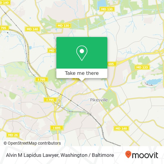 Mapa de Alvin M Lapidus Lawyer, 1726 Reisterstown Rd