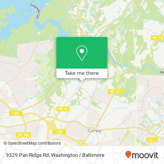 Mapa de 9329 Pan Ridge Rd, Parkville, MD 21234