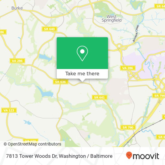 Mapa de 7813 Tower Woods Dr, Springfield, VA 22153