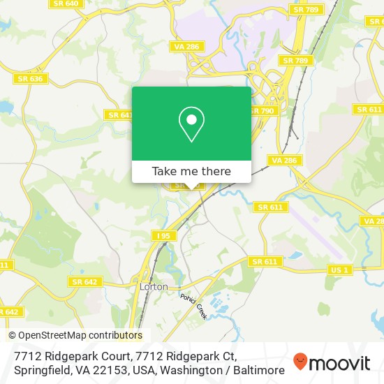 Mapa de 7712 Ridgepark Court, 7712 Ridgepark Ct, Springfield, VA 22153, USA