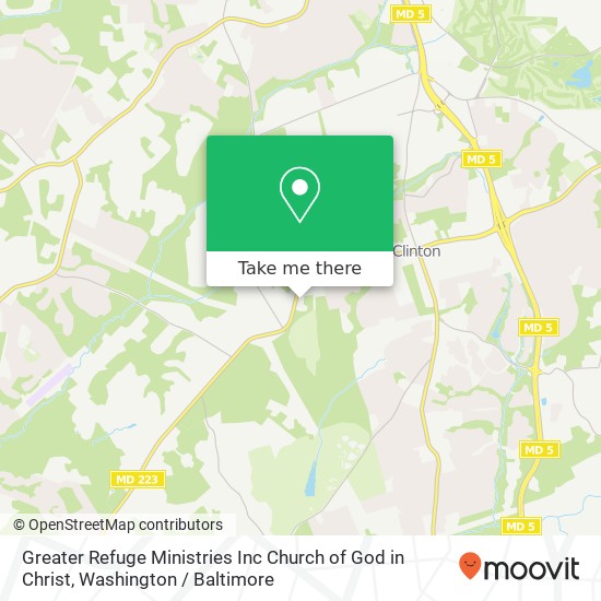 Mapa de Greater Refuge Ministries Inc Church of God in Christ, 9510 Piscataway Rd