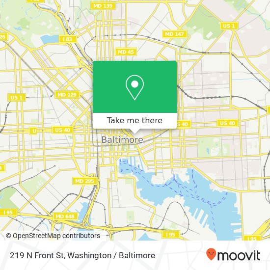 Mapa de 219 N Front St, Baltimore, MD 21202