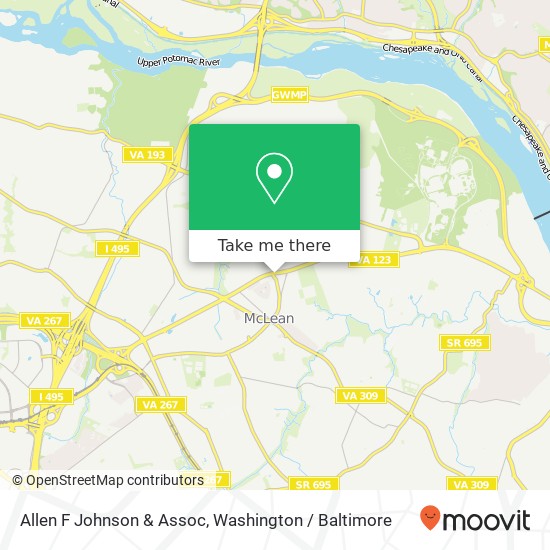Mapa de Allen F Johnson & Assoc, 1307 Dolley Madison Blvd