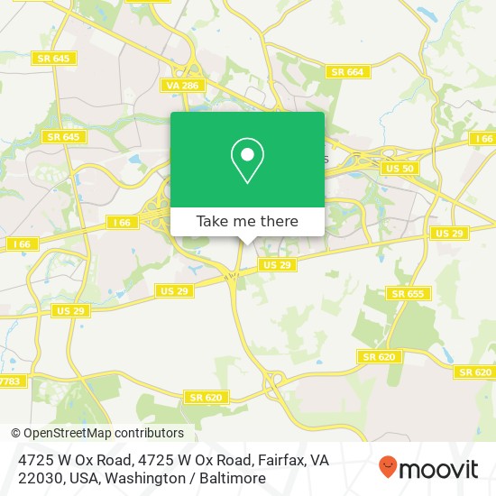 4725 W Ox Road, 4725 W Ox Road, Fairfax, VA 22030, USA map