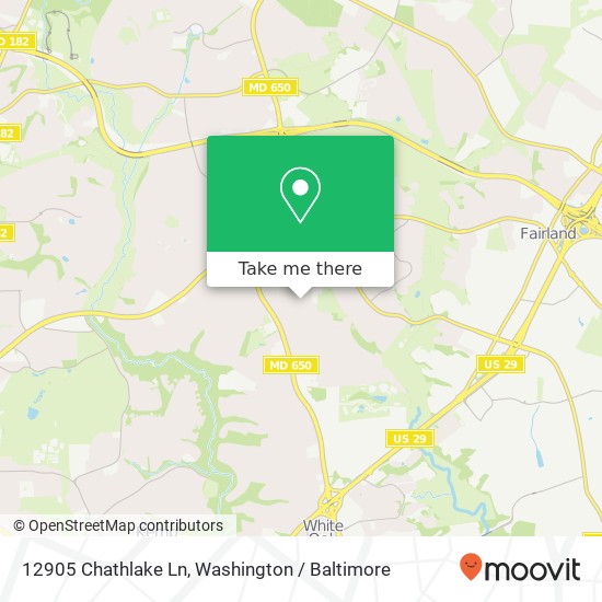 Mapa de 12905 Chathlake Ln, Silver Spring, MD 20904