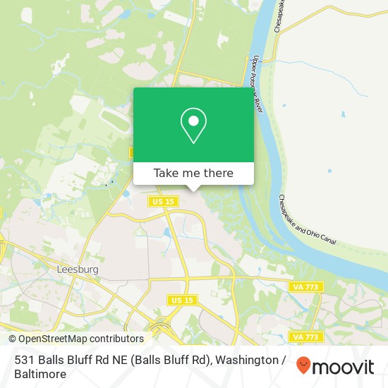 Mapa de 531 Balls Bluff Rd NE (Balls Bluff Rd), Leesburg, VA 20176