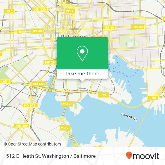 Mapa de 512 E Heath St, Baltimore, MD 21230