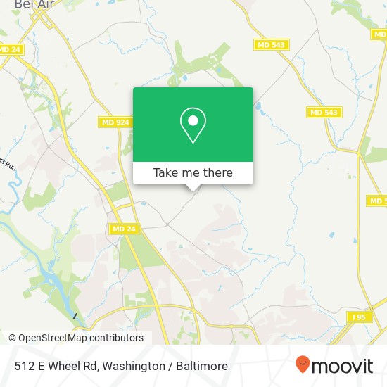 Mapa de 512 E Wheel Rd, Bel Air (Bel), MD 21015