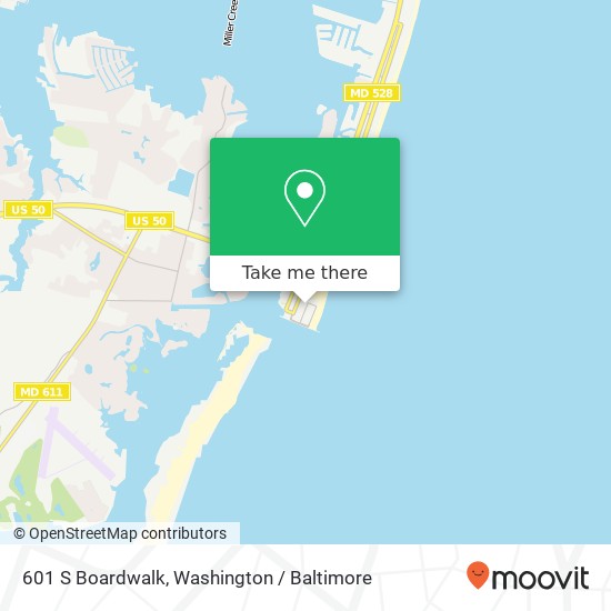 Mapa de 601 S Boardwalk, Ocean City, MD 21842