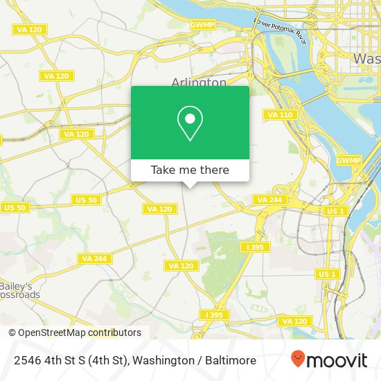 Mapa de 2546 4th St S (4th St), Arlington, VA 22204