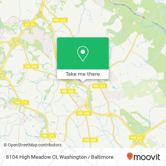 Mapa de 8104 High Meadow Ct, Ellicott City, MD 21043