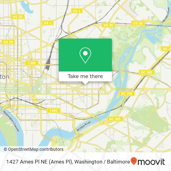 Mapa de 1427 Ames Pl NE (Ames Pl), Washington, DC 20002