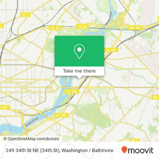 Mapa de 249 34th St NE (34th St), Washington, DC 20019