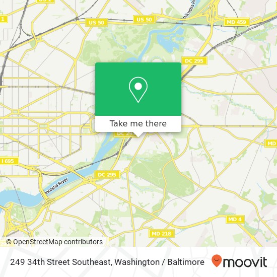 Mapa de 249 34th Street Southeast, 249 34th St SE, Washington, DC 20019, USA