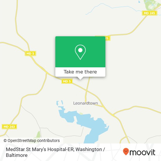 Mapa de MedStar St Mary's Hospital-ER, 25500 Point Lookout Rd