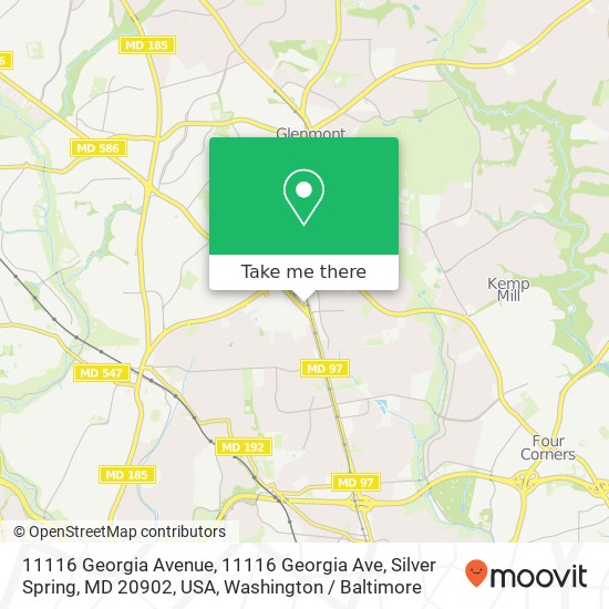 11116 Georgia Avenue, 11116 Georgia Ave, Silver Spring, MD 20902, USA map