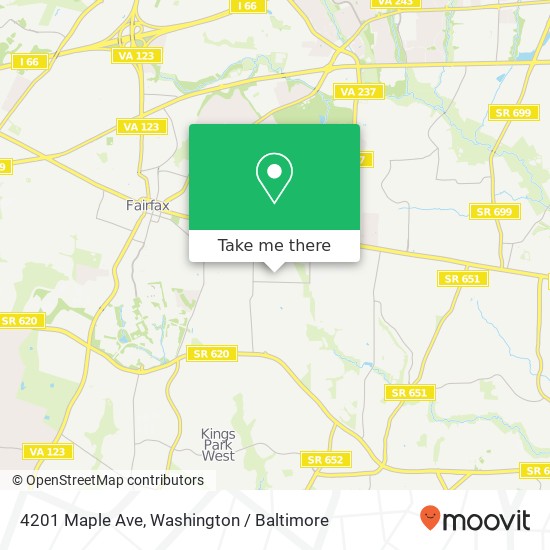 Mapa de 4201 Maple Ave, Fairfax, VA 22032