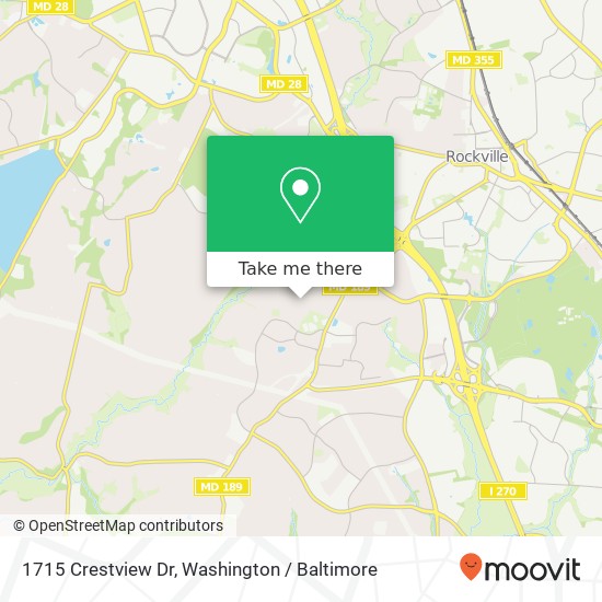 Mapa de 1715 Crestview Dr, Potomac, MD 20854