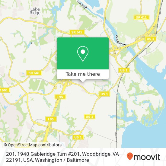 Mapa de 201, 1940 Gableridge Turn #201, Woodbridge, VA 22191, USA