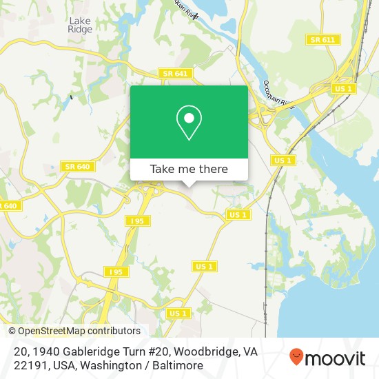 Mapa de 20, 1940 Gableridge Turn #20, Woodbridge, VA 22191, USA