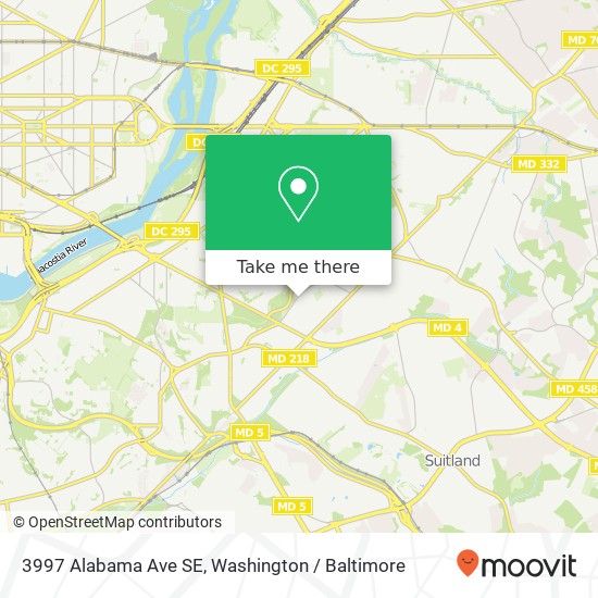 Mapa de 3997 Alabama Ave SE, Washington, DC 20020