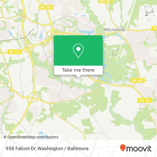 Mapa de 958 Falcon Dr, Upper Marlboro, MD 20774