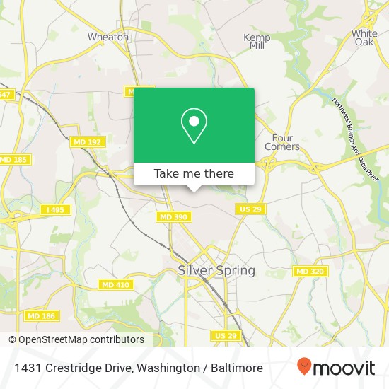 1431 Crestridge Drive, 1431 Crestridge Dr, Silver Spring, MD 20910, USA map