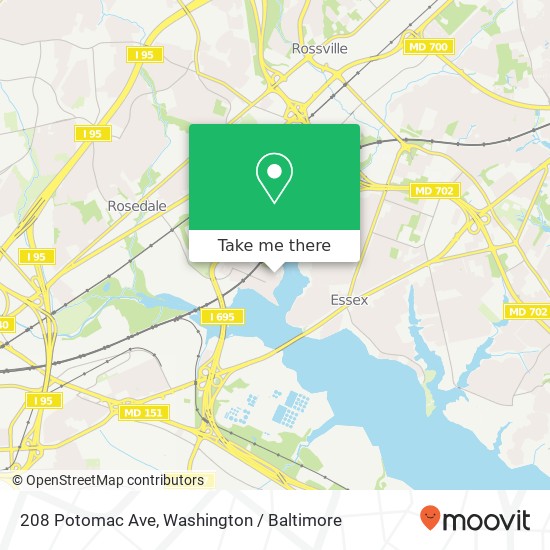 Mapa de 208 Potomac Ave, Rosedale, MD 21237