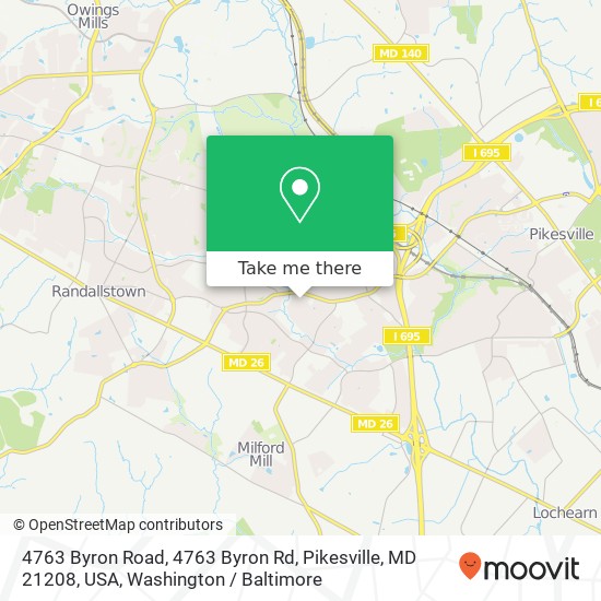 Mapa de 4763 Byron Road, 4763 Byron Rd, Pikesville, MD 21208, USA