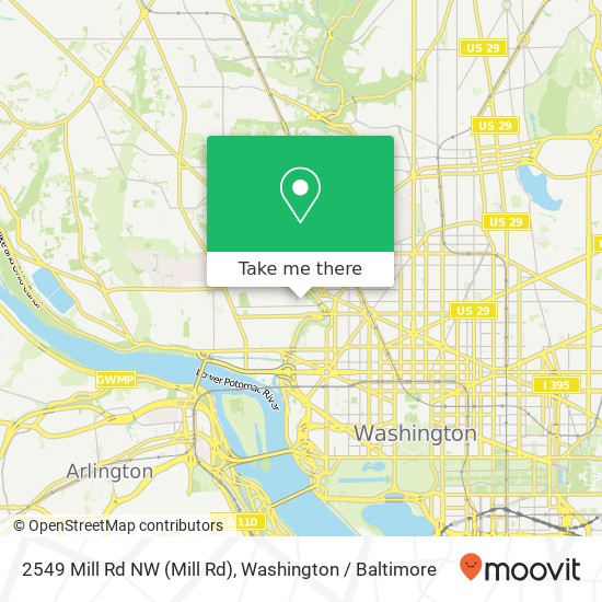 Mapa de 2549 Mill Rd NW (Mill Rd), Washington, DC 20007