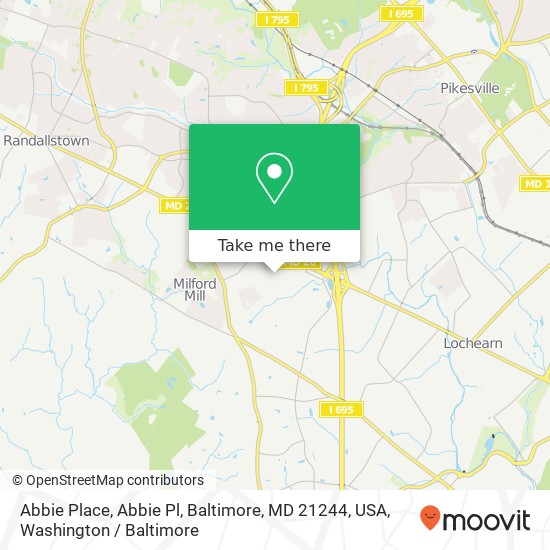 Mapa de Abbie Place, Abbie Pl, Baltimore, MD 21244, USA