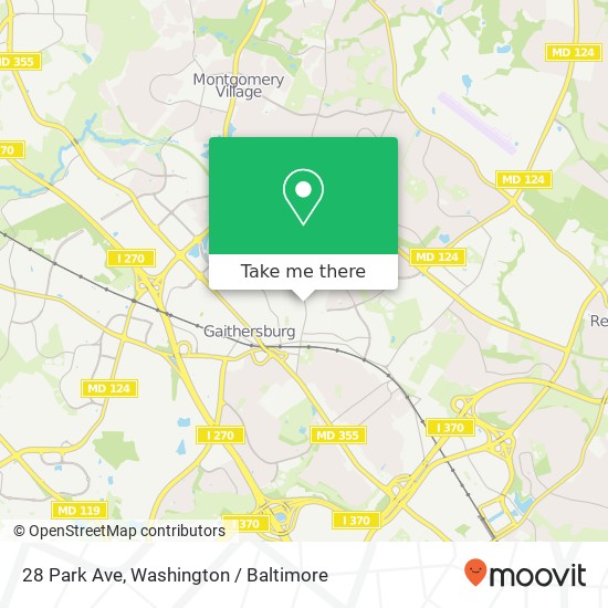Mapa de 28 Park Ave, Gaithersburg, MD 20877