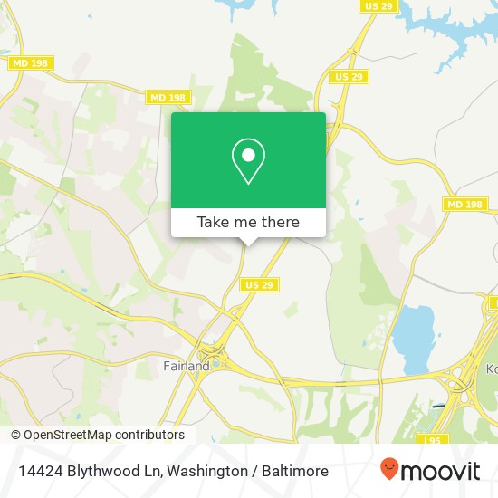 Mapa de 14424 Blythwood Ln, Burtonsville, MD 20866