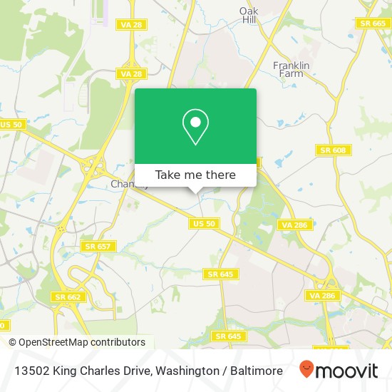 13502 King Charles Drive, 13502 King Charles Dr, Chantilly, VA 20151, USA map