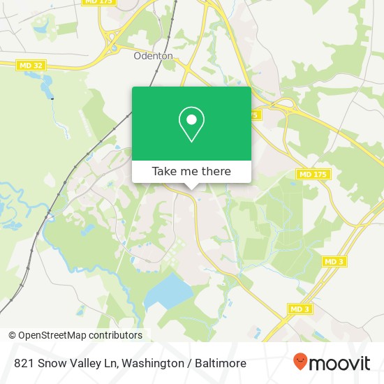 Mapa de 821 Snow Valley Ln, Odenton, MD 21113