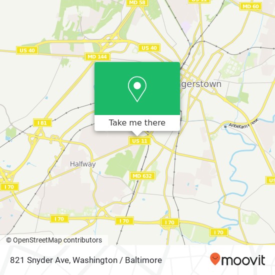 Mapa de 821 Snyder Ave, Hagerstown, MD 21740