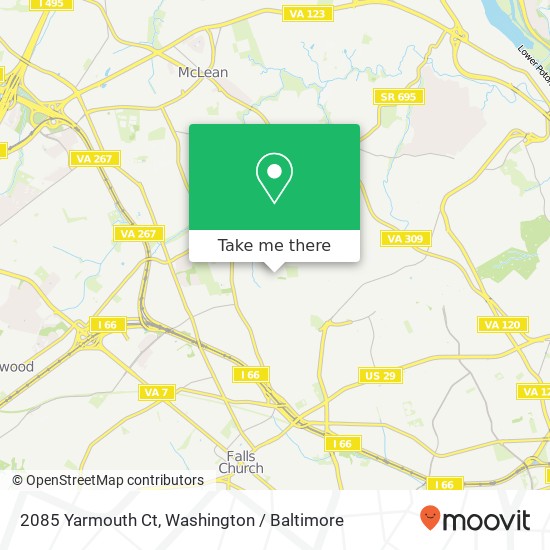 Mapa de 2085 Yarmouth Ct, Falls Church, VA 22043