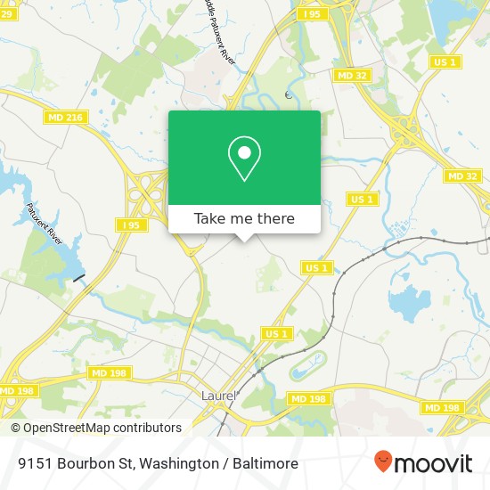 Mapa de 9151 Bourbon St, Laurel, MD 20723