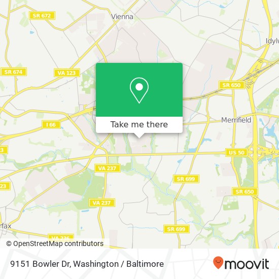 Mapa de 9151 Bowler Dr, Fairfax, VA 22031