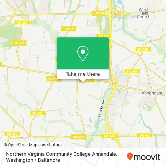 Mapa de Northern Virginia Community College-Annandale, 8333 Little River Tpke