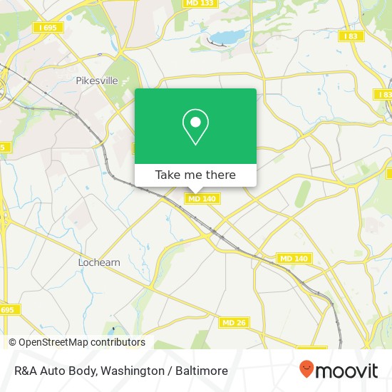 Mapa de R&A Auto Body, 6136 Reisterstown Rd