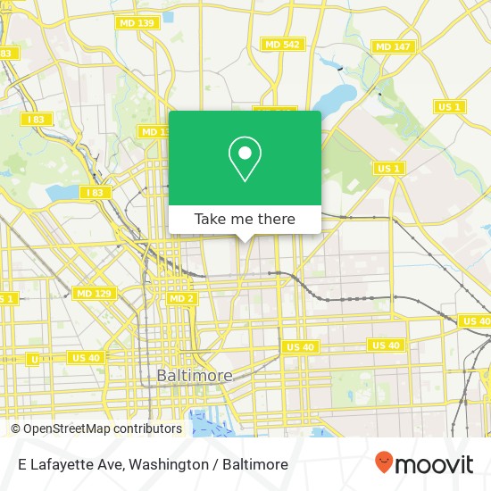 Mapa de E Lafayette Ave, Baltimore, MD 21213